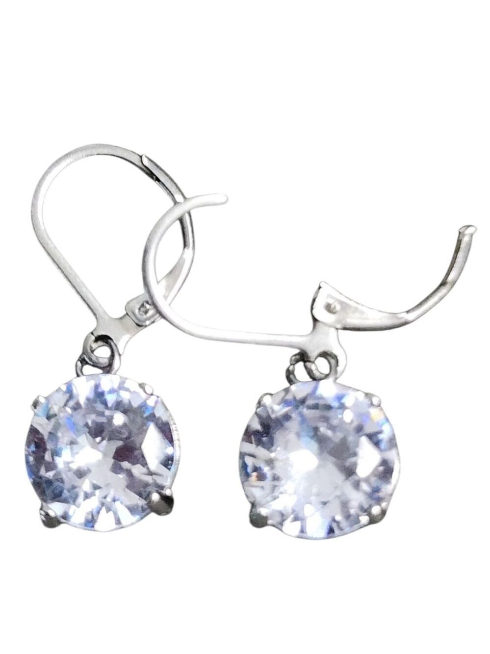 Silvertone 10mm Clear Crystal Drop Earrings